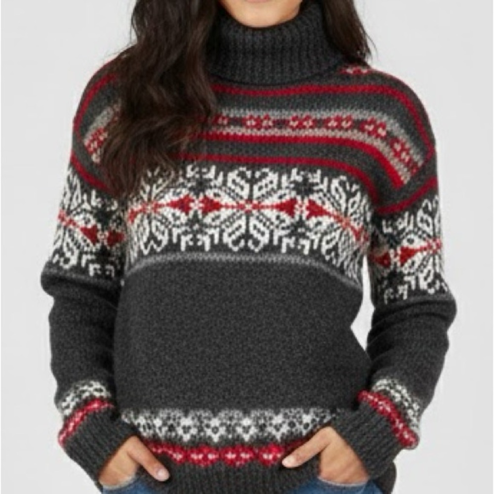 HOLIDAY SWEATER Baby & Me NORDIC Christmas Fair Isle WOOL Mock NECK XMAS AULANI